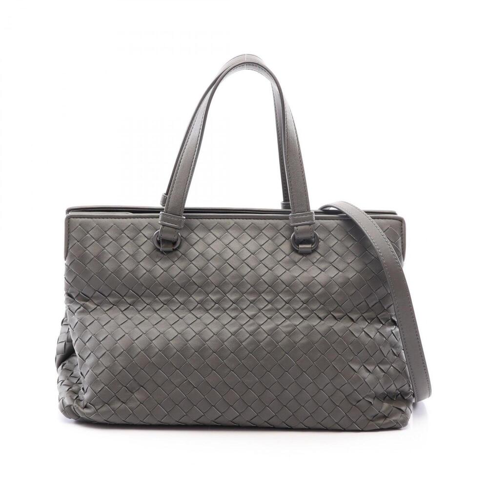 Bottega Veneta Intrecciato 2-Way Tote Bag/Handbag, Leather, Women's, Gray